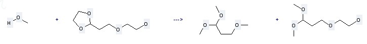 The Propane,1,1,3-trimethoxy- and 2-(3,3-dimethoxy-propoxy)-ethanol could be obtained by the reactants of 2-(2-[1,3]dioxolan-2-yl-ethoxy)-ethanol and 2-(3,3-dimethoxy-propoxy)-ethanol.